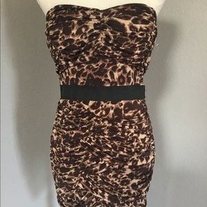 Leopard cheetah club bodycon dress ruched